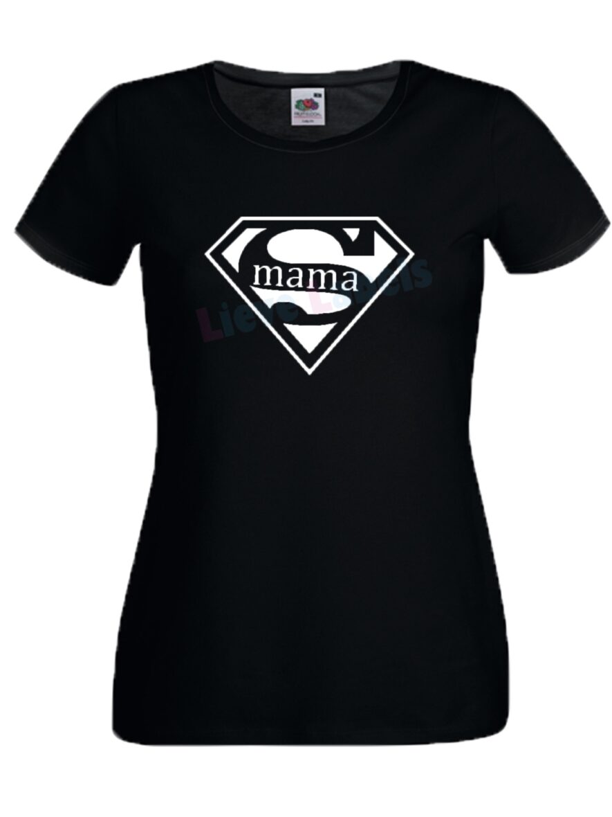 Shirt supermama zwart