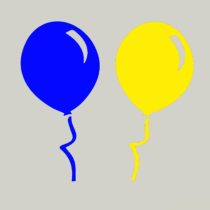 Herbruikbare statische raamsticker - Ballonnen Blauw/Geel