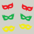 Herbruikbare statische raamsticker - Maskers Rood/Groen/Geel