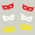 Herbruikbare statische raamsticker - Maskers Rood/Wit/Geel