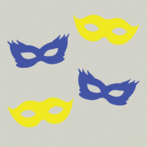 Herbruikbare statische raamsticker - Maskers Blauw/Geel