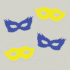 Herbruikbare statische raamsticker - Maskers Blauw/Geel