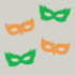 Herbruikbare statische raamsticker - Maskers Groen/Oranje