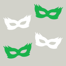 Herbruikbare statische raamsticker - Maskers Groen/Wit
