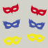 Herbruikbare statische raamsticker - Maskers Rood/Blauw/Geel