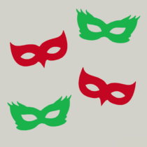 Herbruikbare statische raamsticker - Maskers Rood/Groen