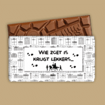 Printable | Chocoladewikkel | Wie zoet is krijgt lekkers